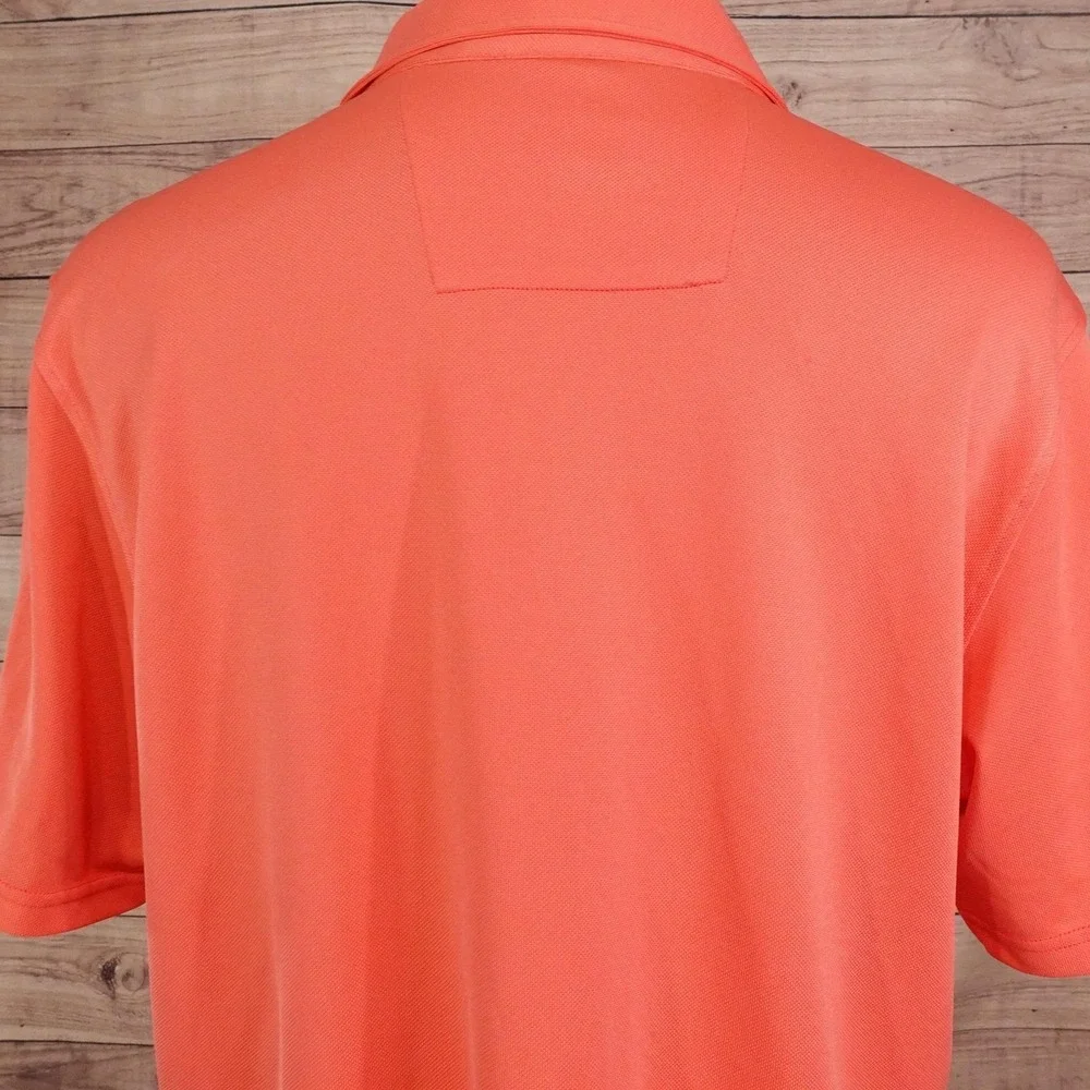 Southern Tide Club Polo Shirt Mens Large Orange Polyester Spandex Collared